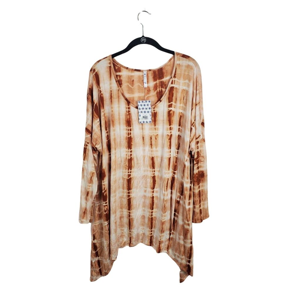 Piphany Artsy Top‎ L Womens Tie Dye Long Sleeve Flowy Geometric Lagen Look